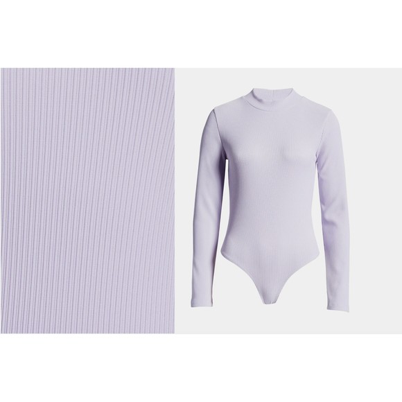 NEW TOPSHOP  Long Sleeve Women Lilac rib-knit Bodysuit TOP 96% Polyester Sz 8-10 - Picture 3 of 5